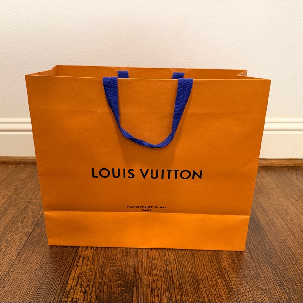 Authentic Louis Vuitton Shopping Bag – Orange with Blue Handles (Empty)